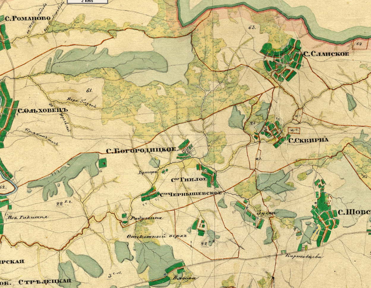 Карта тамбовской губернии 1850